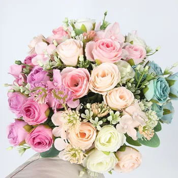 Graži Rožė, Dirbtinės Gėlės Hydrangea Maža Puokštė Flores Namuose Šalis Šilko Gėlės Pavasario Vestuvių Dekoravimas Netikrą Gėlių
