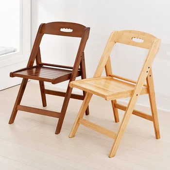 Namų Paprastos Valgomojo Kėdės Bambuko Virtuvės Baldai Lankstymo Dizainas, Kėdės Su Atlošais Stabili Apkrova-guolių, Ergonomiškas Kėdės
