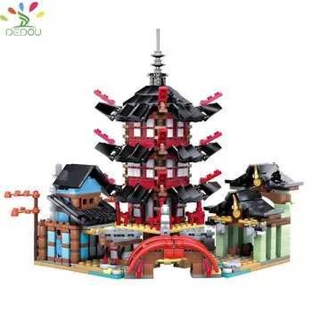 DEDOU Žaislas Ninja Serijos Šventyklos Pastato Modelis Smulkių Dalelių Surinkti Blokai Vaikų Švietimo Žaislai