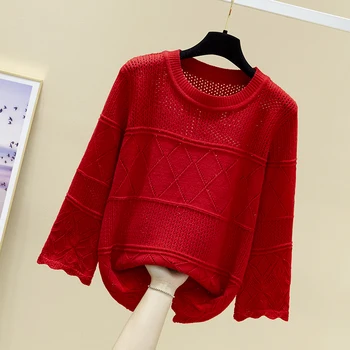 2021 m. pavasarį dėvėti, nauji laisvi iškirpti megztinis korėjos mados moterų plonas megztas dugnu į viršų mados