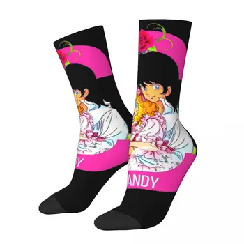 Juokinga Crazy kompresijos Kojinių Vyrams Terry Hip-Hop Harajuku Candy Candy Anime Laimingas Kokybės Modelis Atspausdintas Berniukai Įgulos Kojinių
