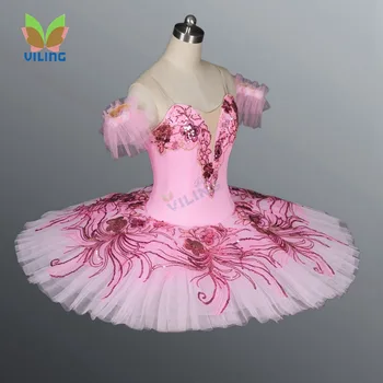 Rausva šokių baleto kostiumas klasikinis profesionalios balerinos tutu sijonas mergaitėms baleto 