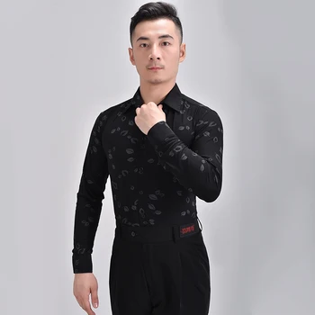 Naujas Vyrų lotynų Šokių Kostiumai Black Marškinėliai Chacha Samba lotynų Šokių Konkurencijos Suknelė Veiklos Sportinių Šokių Kostiumai DQS6432