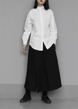 Rudenį Ponios Atvartas Gryna Spalva korėjiečių Leidimas, dvipusis dizaino jausmas, savęs susiuvimo ilgomis rankovėmis marškinėliai