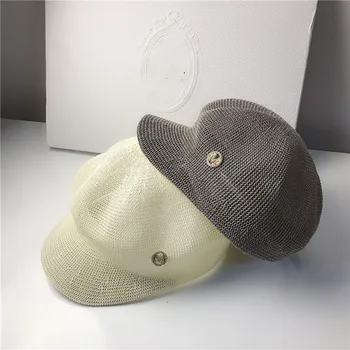 202101-zhouqi naujas Vasaros vėdinimo vientisos spalvos laisvalaikio Aštuoniakampis skrybėlę vyrai moterys skydeliai bžūp