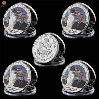 5vnt Buvęs JAV Prezidentas b. Obama Progines monetas, High-End Dažyto Metalo Sidabro Suvenyrų Ženklelis Monetų Kolekciją Vertė