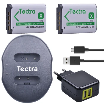 Tectra 2vnt NP-BX1 NPBX1 Bateria + USB Dual Įkroviklis + AC Adapteris, skirtas 