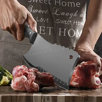 Kaltiniai nerūdijančio plieno juoda ašmenys šefo peilis virtuvinis peilis mėsos cleaver pjaustymo peilis namų kepimo peilis