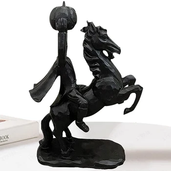 Headless Horseman Dervos Statula Moliūgų Begalvis Statulėlės Dervos Statula Baisu Juoda Skulptūros Home Office Šaliai Dekoro