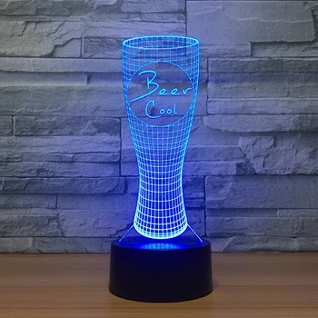 Kūrybinės alaus puodelis formos 3D spalvinga USB namų vaikų akių kūrybos stalo lempa atostogų dovanų stalo lempa vaikų dovanų