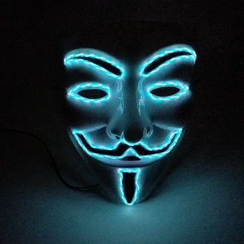 Helovinas Anonimas Veido Kaukė Cosplay Guy Fawkes Žėrintis EL Viela Hakeris Kaukė Šalies Prekių