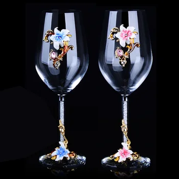 Emalio Spalva K9 Kristalų 470 ML Raudonojo Vyno Stiklo Rinkiniai Tuba Goblet Vyno taurė Naujai vedęs Dovana Tiktų Stilingas Degtinės Aukštos Taurės Viskio