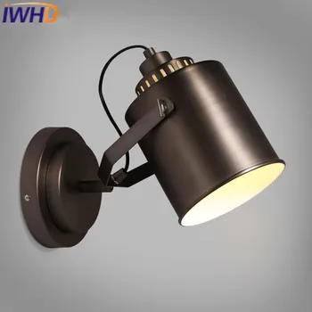 IWHD Pramonės Derliaus Sienos lempos LED Kampas Reguliuojamas Geležies Rankos Sconce Sienų apšvietimo Aukštyn Žemyn Retro Laiptų Wanglamp Namo Apšvietimas