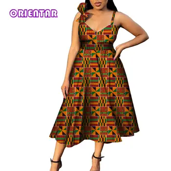 Moterų Vasaros Suknelė Off Peties Dashiki Ankara Suknelės Afrikos Spausdinti heidi bazin Riche Drabužiai Suknelė Plius Dydis WY8569
