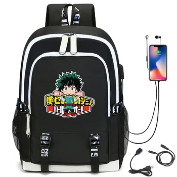 Japonų Anime Deku Cosplay Kuprinė Mano Herojus akademinės bendruomenės USB Didelės Talpos Studentų Schoolbags Shoulderbags Kompiuterių Krepšiai 2021