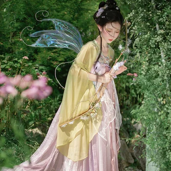 Vasaros Originalūs moteriški Drabužiai Senovės Princesė Pink Hanfu Nustatyti, Kinų Tradicinė Suknelė Folk Scenos Šokio Elf Cosplay Kostiumas