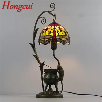 Hongcui Tiffany Stiklo Stalo Lempa LED Šiuolaikinės Kūrybinės Dizaino Naujumo Stalas Šviesos Dekoro Namų Kambarį Viešbutyje Naktiniai