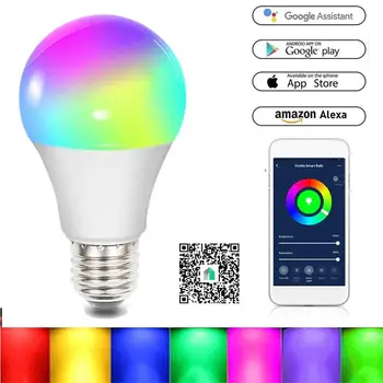 Belaidžio LED Smart Wifi Lemputės, Dienos šviesos Lempos APP Kontrolės E27 Spalva Pritemdomi Alexa, Google 