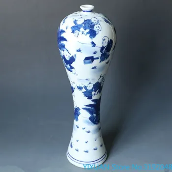 Jingdezhen porceliano kolekcija mėlyna ir balta porcelianinė vaza antikvariniai slyvų vaza šimtai vaikų šimtų likimą vaza