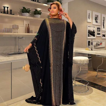 Afrikos Drabužiai Moterims Afrikos Suknelės Moterims Šifono Deimantų Caftan Dress 2022 Tradicinių Afrikos Lady Abaja Boubou Skraiste