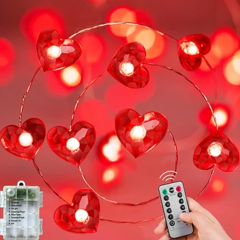3M 30 LED Girlianda Valentino Dekoro Šviesiai Raudonos Širdies String Šviesos Girlianda Varinės Vielos Apšvietimas Nuotolinio Atostogų Šalis Pasakos Apšvietimas