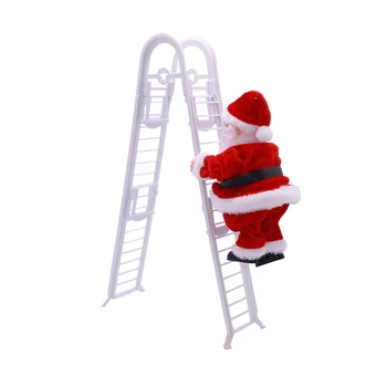 Elektros Santa Claus Laipiojimo Laiptais Lėlė Su Muzika Kalėdų Medžio Dekoro Kalėdų Eglutė Lauko Vidaus Patalpų Apdaila