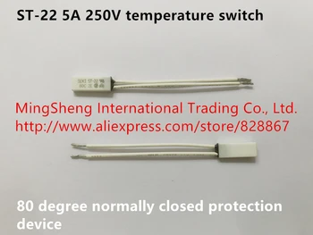 Originalus naujas 100% 5A 250V ST-22 80 temperatūros jungiklio 80 laipsnis paprastai uždarytas apsauginis įrenginys