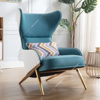 Geriausia pardavimo Šiaurės Sparnas Kėdė prancūzų Šiuolaikinės Mados Sintetinės Odos Nerūdijančio Plieno Fotelis Lounge Kėdės