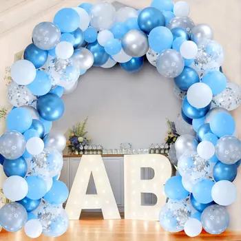 CHEEREVEAL Žiemos Tema Dekoracijos Sidabro Mėlynos spalvos Snaigės Balionas Nustatyti 1 3 5-ojo Gimtadienio Baby Shower Prekes
