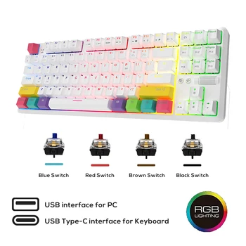 Automatinė Klaviatūros 87 Klavišą USB Laidinio/Bluetooth RGB Apšvietimu, Jungikliu Ašis Žaidimų Klaviatūra PC Desktop Laptop 