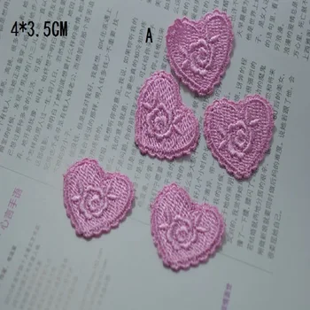 Dydis 3*3cm(10pieces/lot), Rožinė širdis-shapedSewing Gėlių Žiedų Motyvas Venise Nėrinių Aplikacijos Drabužių Siuvinėjimo Nėrinių pleistras