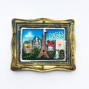 QIQIPP Prancūzija Paryžiaus orientyras kelionės atminimo dovana, rankų darbo dažytos dekoratyvinės amatų magnetiniai lipdukai, šaldytuvas magnetai