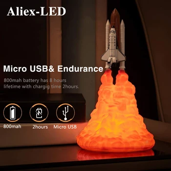 2020 Naujas Dekoratyvinis Stalo Lempos 3D Spausdinimo Raketų Lempos USB Įkrovimo Vaikams Mėnulis Žemės Ploto Meilužis Miegamojo Puošimas Naktį Šviesos