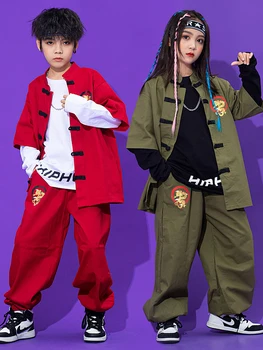 Vaikai Džiazo Šokio Kostiumų Hip-Hop Drabužių Kinijos Stiliaus Gatvė Šokio Spektaklis Kostiumas Mergaitėms Berniukai Koncertas Etape Dėvėti BL9118