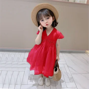 2-8Y Kūdikių Mergaitės, Nėriniai Akių Suknelės Vaikų Drabužius, 2021 Naujas Princesė Vaikams Kinų Stiliaus Hanfu Siuvinėjimo Suknelė