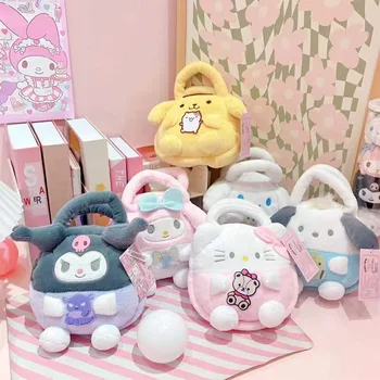Mielas Sanrio Įdaryti Maišelį Kuromi Melodija Cinnamoroll Kitty Cat Anime Pliušinis Žaislas Rankinėje Japonų Animacinių Filmų Ranka Maišo Mergina Mokykloje Dovanos