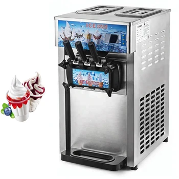 Aukštos Kokybės Mažų Ledų Gamybos Mašinos Nerūdijančio Plieno Stalinis Ledų Mašina Su Soft Ice Cream Maker