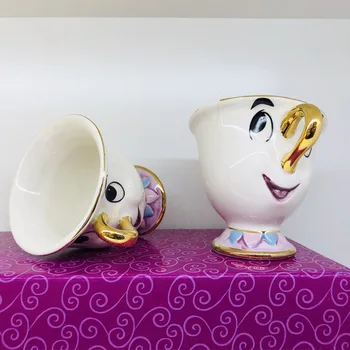 2 Pack Grožio ir Žvėrys Keramikos Puodelis Ponia Potts Arbatos Ceremonija Ponia Archie Taurės Asmeninį Kavos Puodelio Pieno Rinkinys Keramikos Puodelis