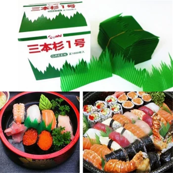 1000pcs /Box Žalias Lapas Japonų Maisto Suši Apdailos Lapai Suši Žolės Kūrybos Plastiko Lapų Sashimi Dekoro Įrankių