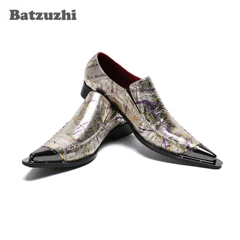 Batzuzhi Britų Stiliaus Vyrų Batai Oficialų Suknelė Bateliai Smailiomis Metalo Patarimas Oxfords, Vestuvių Bateliai Vyrai Verslo sepatu pria, Big 46