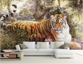 Custom Papel de parede 3D, Kinų stiliaus tapybos tigras gyvenamasis kambarys miegamasis restoranas fono sienos vinilo tapetai