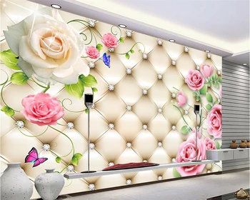 freskos 3D Custom didelis freskomis tapetai minkštas krepšys rožių vynuogių photowallpaper kambario, miegamojo tapetai sienos papel de parede3D