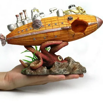 Kūrybos Akvariumas Kraštovaizdžio Nuskendusių Laivų Aštuonkojai Dirižablis Karo Rockery Apdailos Povandeninis Laivas Pastogę Kraštovaizdžio