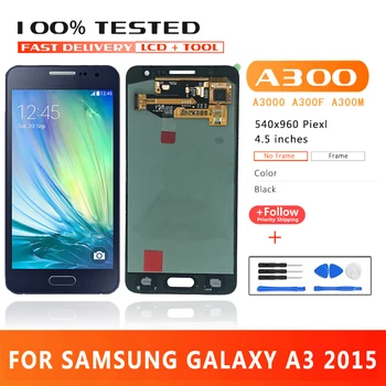4.5 colių aukščiausios Kokybės LCD Samsung Galaxy A3 2015 A300 A3000 A300F A300M LCD Ekranas+Touch Ekranas skaitmeninis keitiklis Asamblėja
