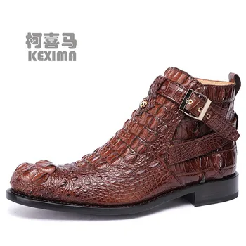 hulangzhishi naujas krokodilo odos Vienišų vyrų batai vyrų Martin batai vyrų Trumpi batai verslo laisvalaikio Vyrai odiniai batai