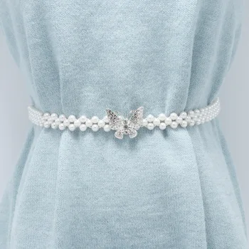 Elegantiškas Perlai Diržo Cirkonio Dirbtiniais Pearl Suknelė, Diržas Nuotakos Kristalų Vestuvių Elastingas Diržas Varčios Moterų, Mergaičių Suknelės, Priedai