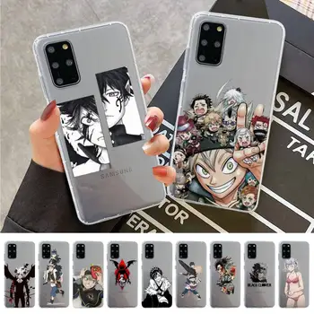 Anime Black Dobilų Telefono dėklas Samsung S10 S20 lite S21, plius Redmi Note8 9pro už 