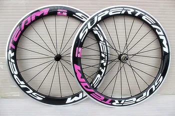 700C anglies lydinio Ratlankiai, Anglies pluošto Aširačio 60mm baltas rožinis Carbono keliais dviračio ratai Aliuminio anglies paviršiaus