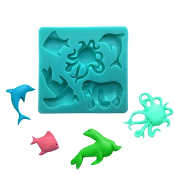 Jūros liūtų, Delfinų Aštuonkojai Formos Silikono Putėsiai Ledų, Šokolado Pelėsių Minkštas Tortas Dekoravimo Įrankiai