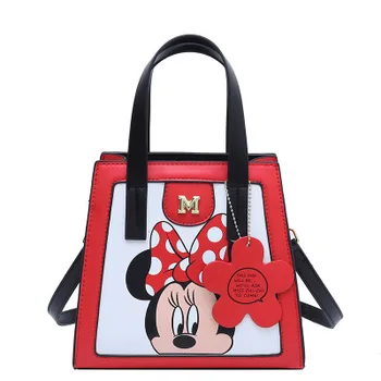 Disney mickey mouse mados rankinės pakabukas pu animacinių filmų petį krepšys lady pirkinių krepšys